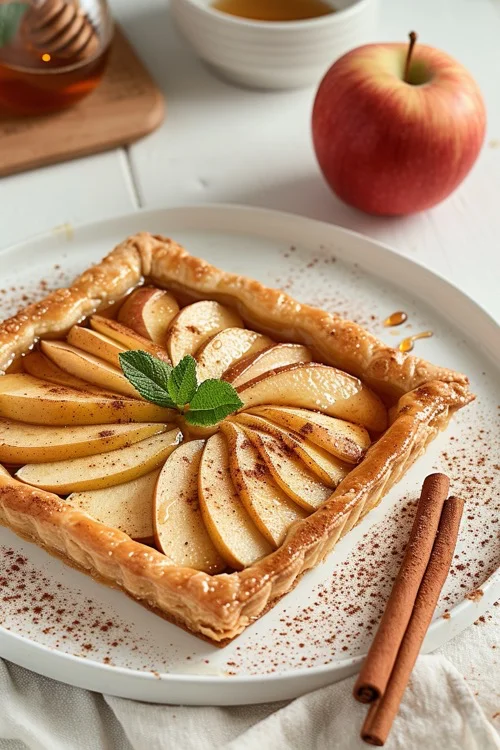 elaboracion Tarta de manzana con hojaldre y miel