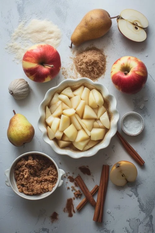ingredientes tarta de manzana y pera